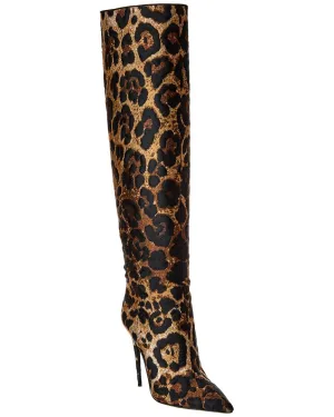 Dolce & Gabbana Leopard Jacquard Stiletto Knee-High Boot