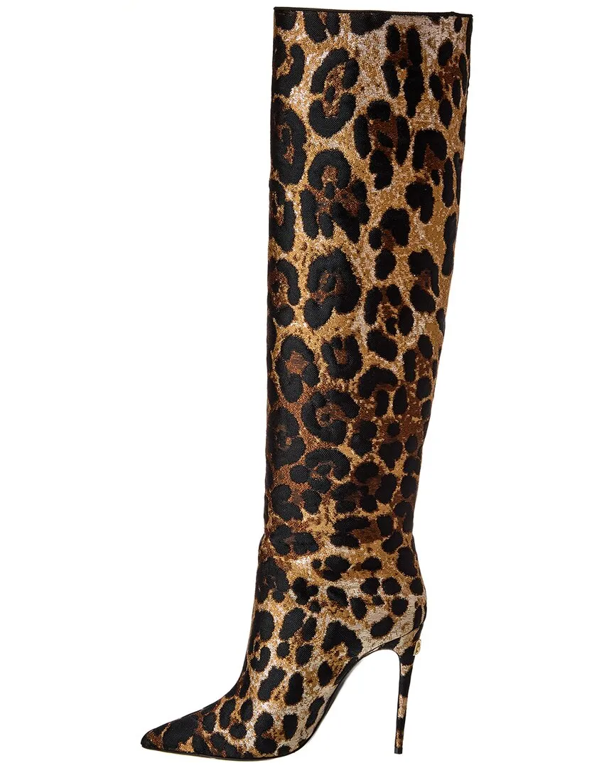 Dolce & Gabbana Leopard Jacquard Stiletto Knee-High Boot