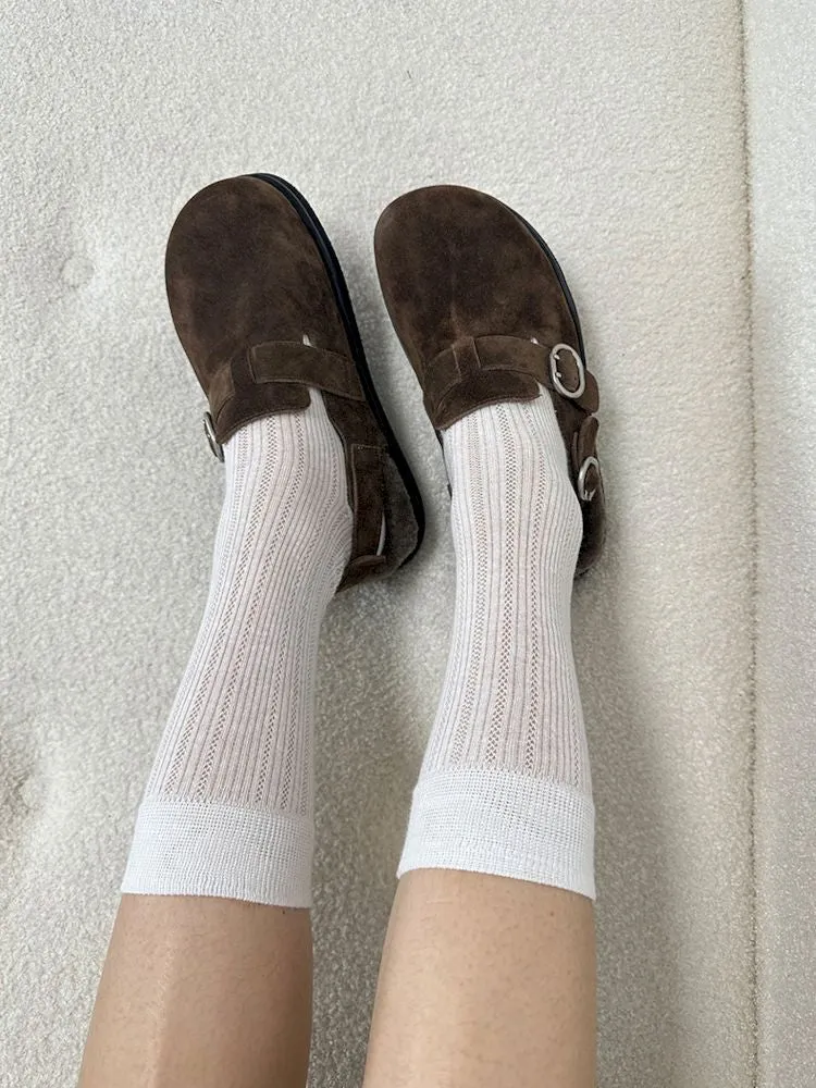 Double Buckle Suede Birkenstock Slippers【s0000006644】