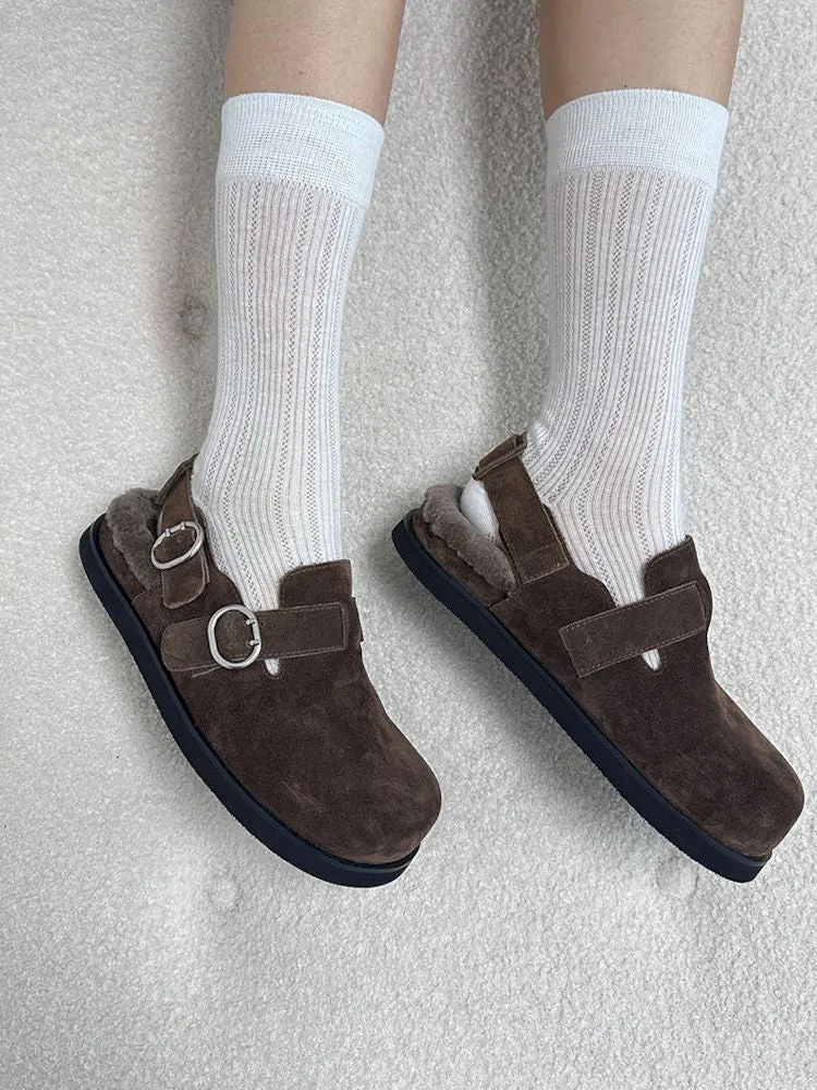 Double Buckle Suede Birkenstock Slippers【s0000006644】