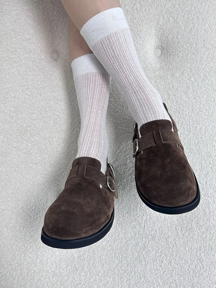 Double Buckle Suede Birkenstock Slippers【s0000006644】