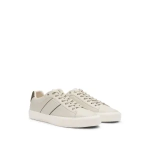 Faux-leather trainers with plain and grained textures