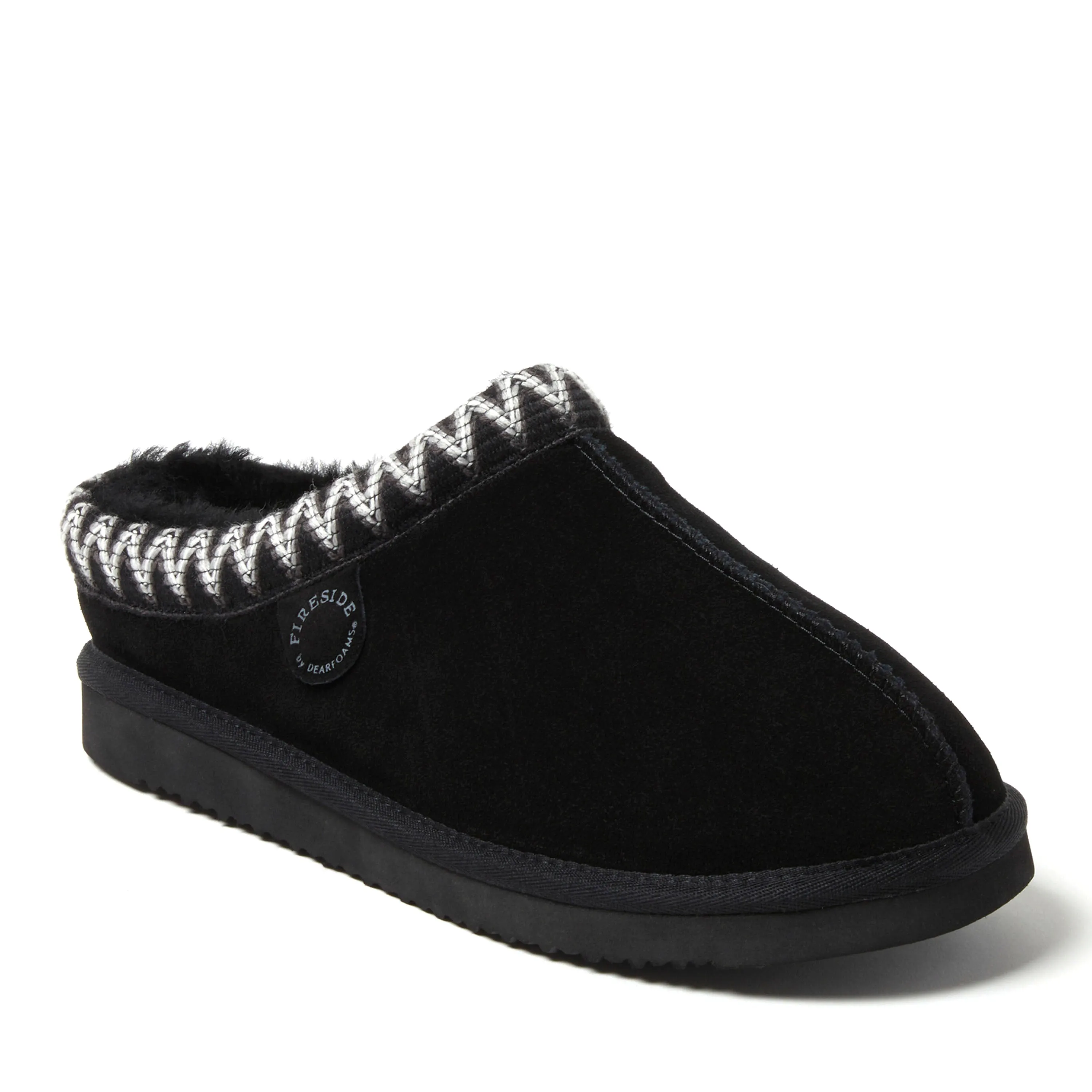 Fireside by Dearfoams Men's Grafton Genuine Shearling Clog Slipper with Taping