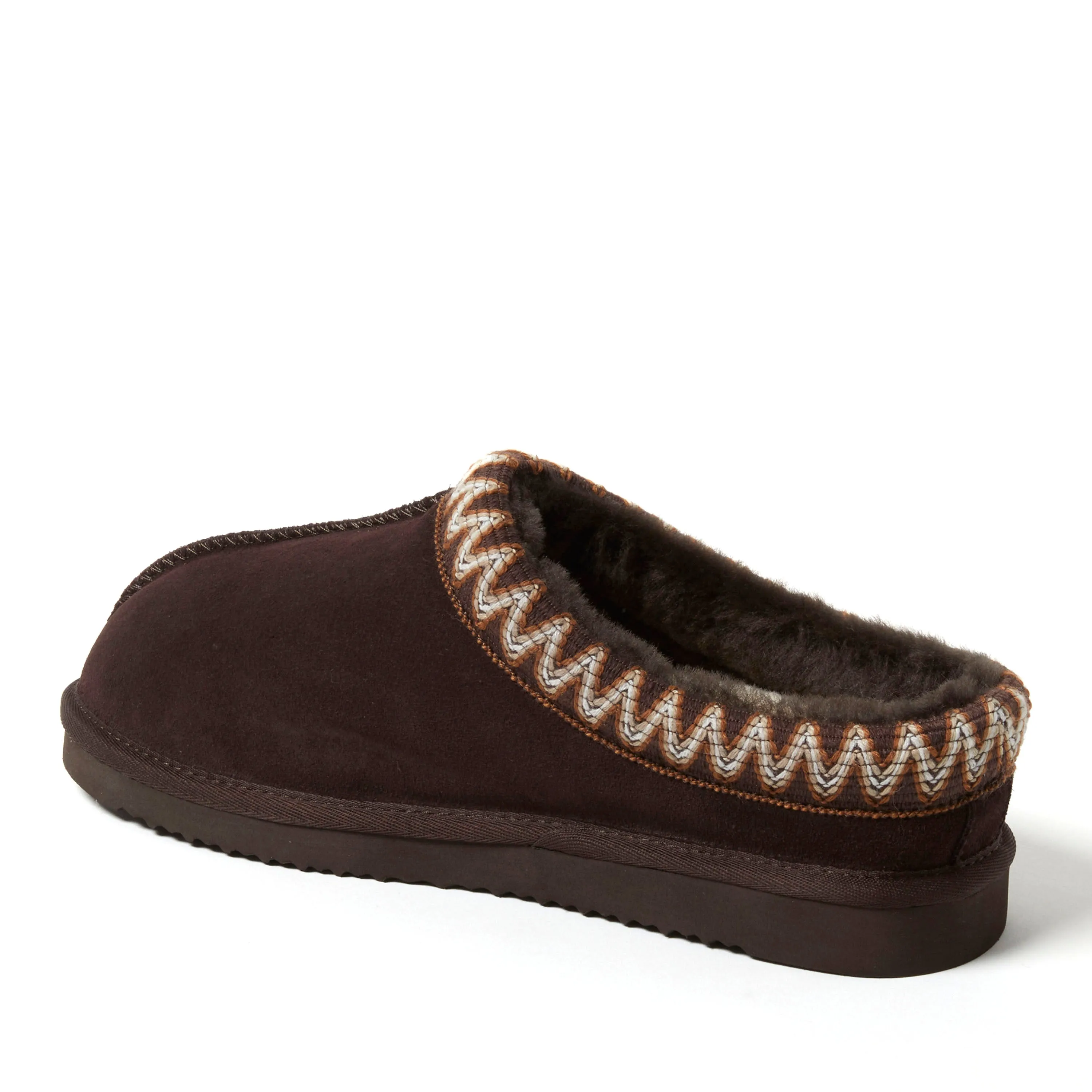 Fireside by Dearfoams Men's Grafton Genuine Shearling Clog Slipper with Taping