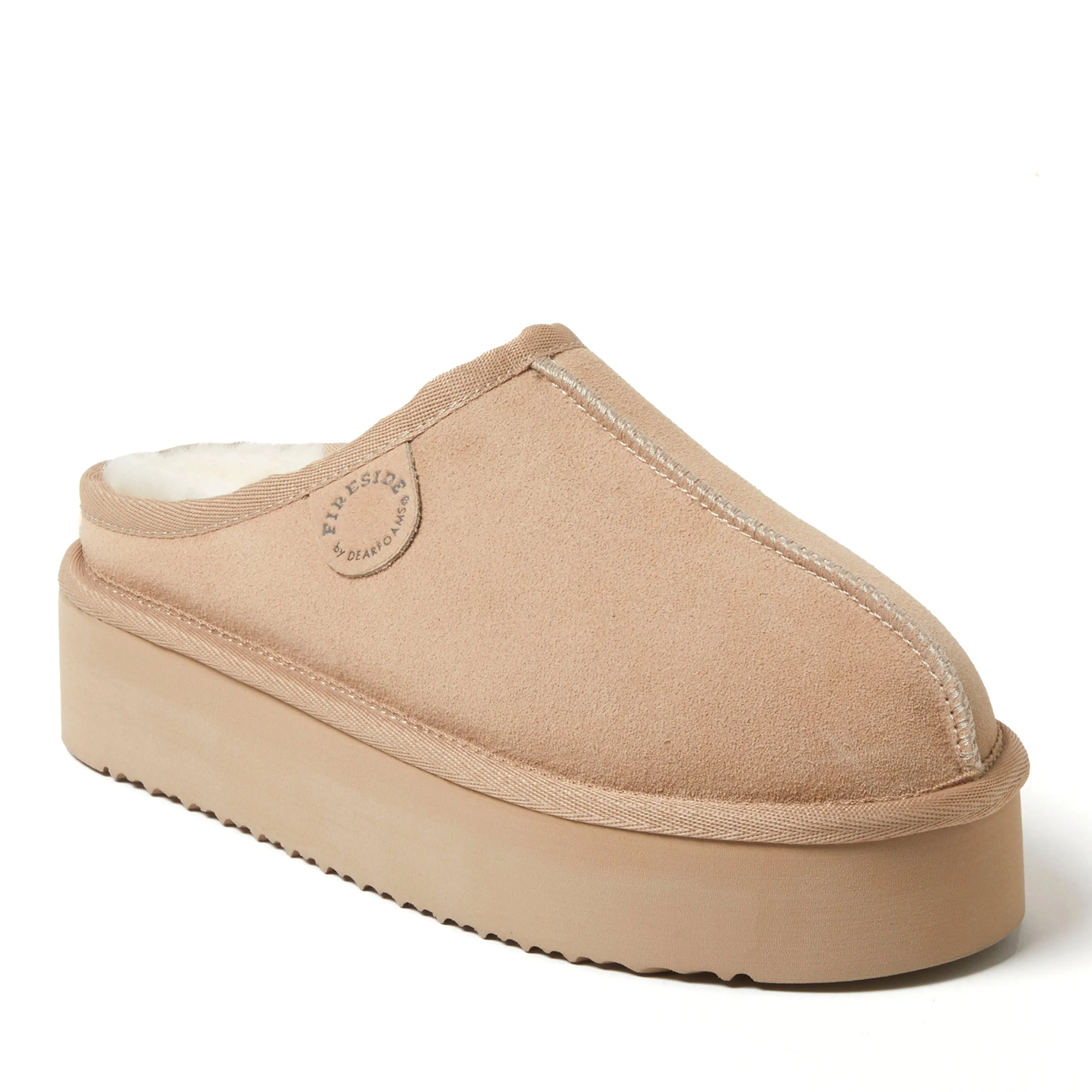 Fireside by Dearfoams Women's Queenstown Genuine Shearling Platform Clog