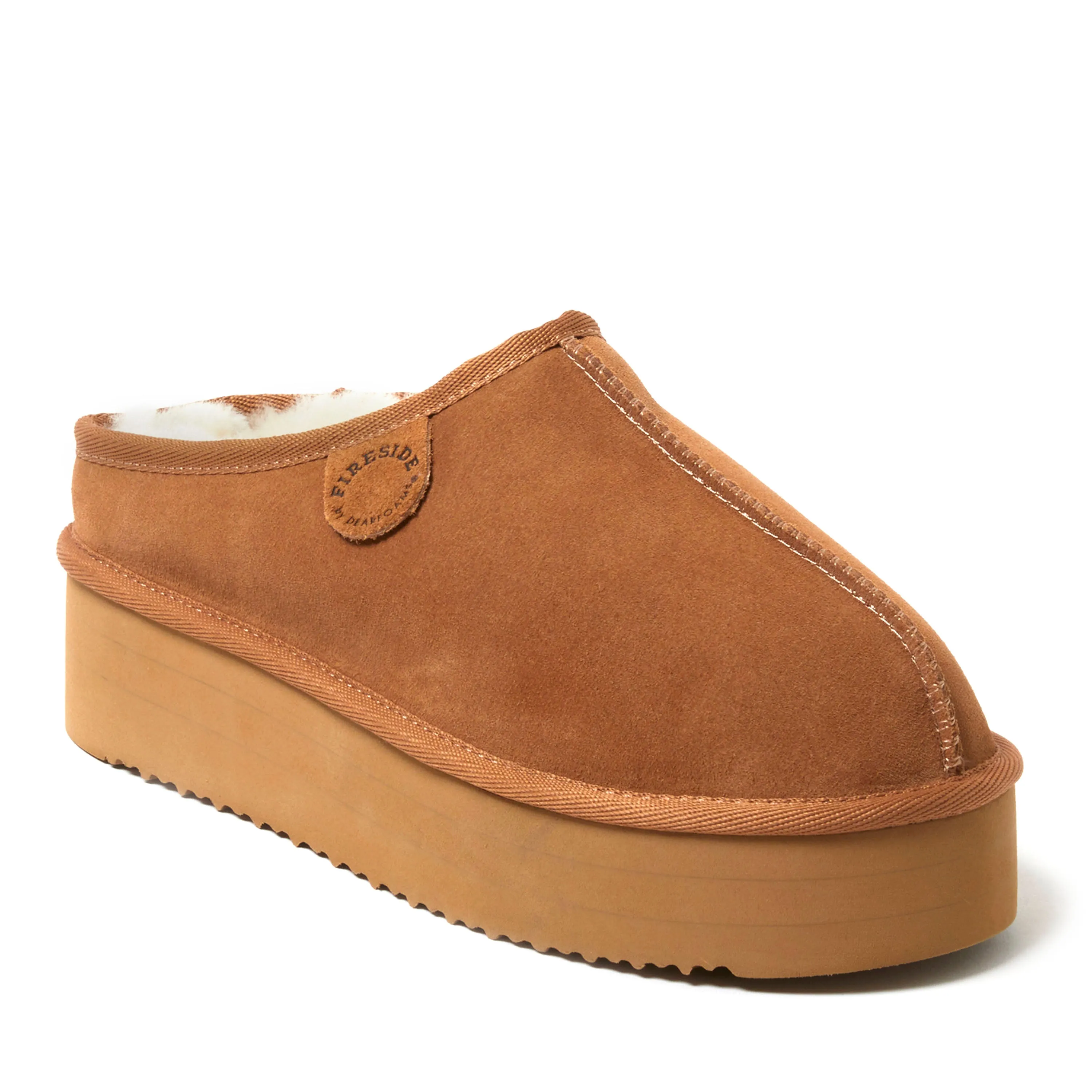 Fireside by Dearfoams Women's Queenstown Genuine Shearling Platform Clog