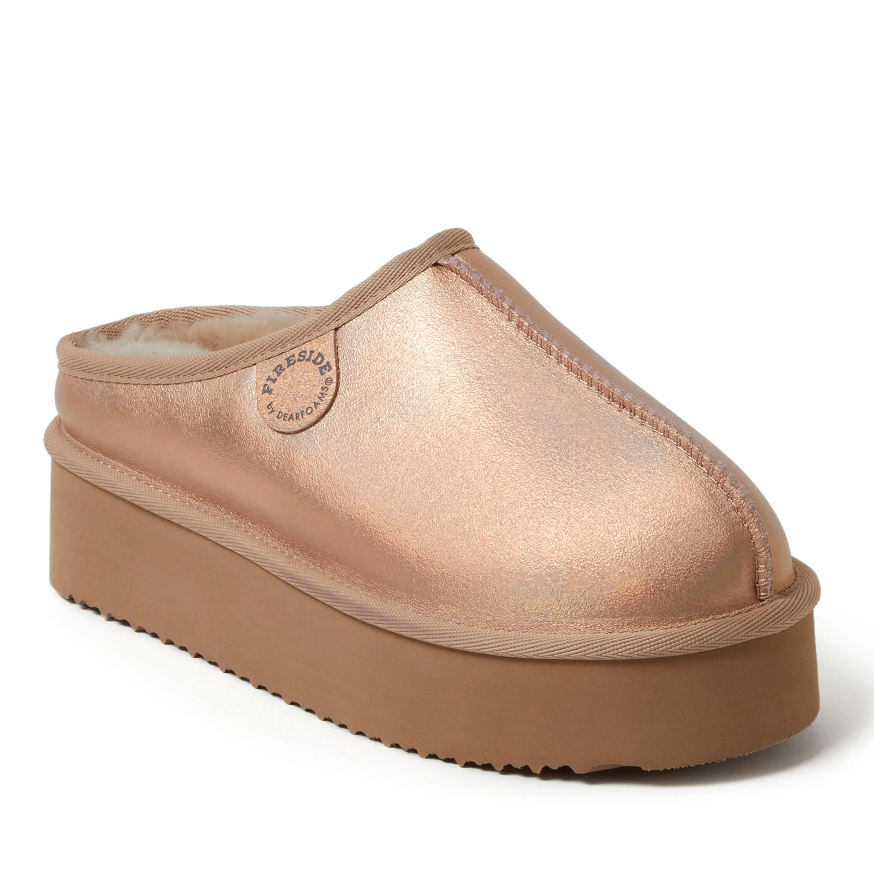 Fireside by Dearfoams Women's Queenstown Genuine Shearling Platform Clog