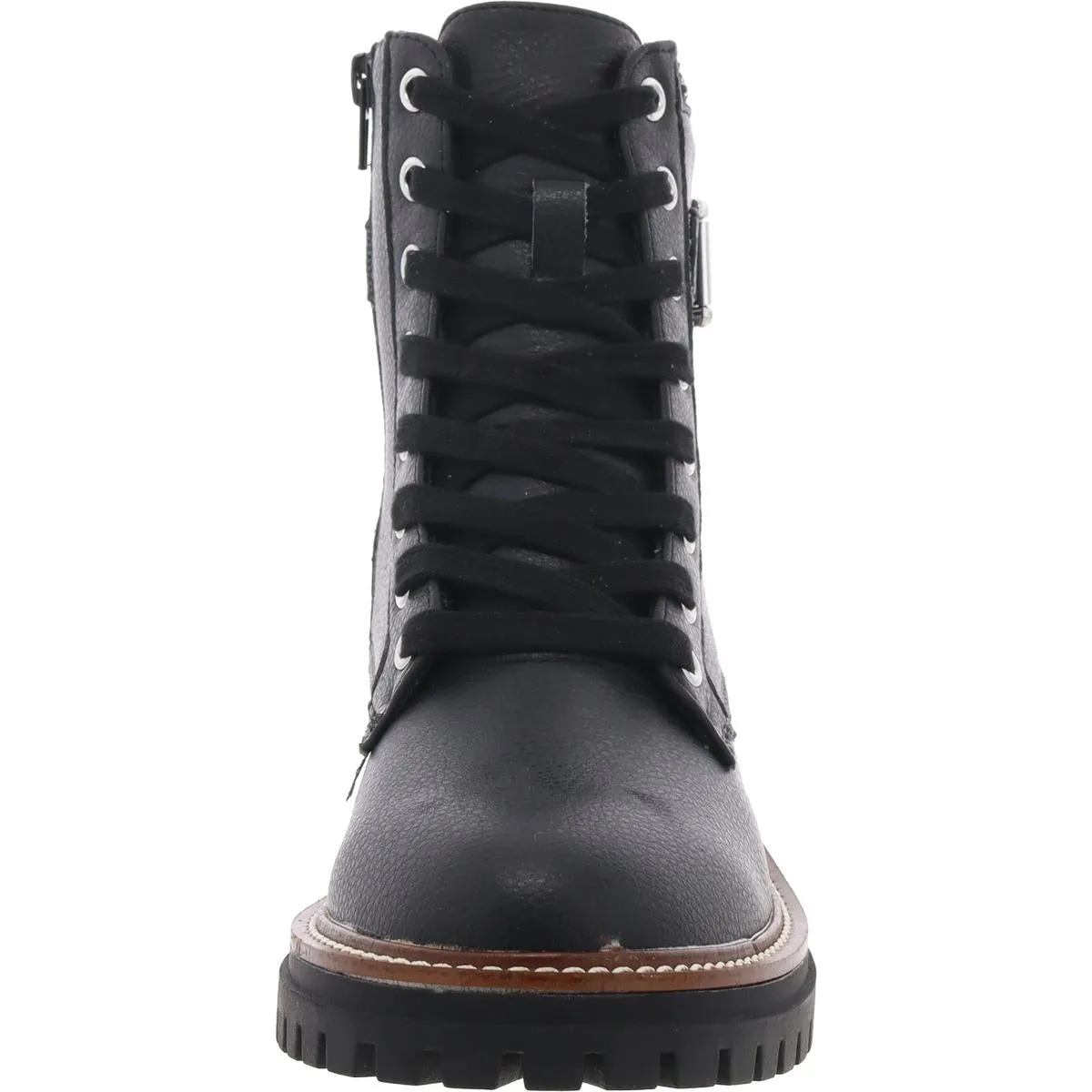 Foster Womens Leather Lugg Sole Combat & Lace-Up Boots