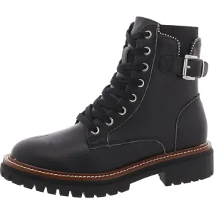 Foster Womens Leather Lugg Sole Combat & Lace-Up Boots