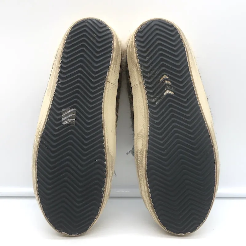 Golden Goose Superstar Sabot Shearling Sneakers Leopard Pony Hair Size 38