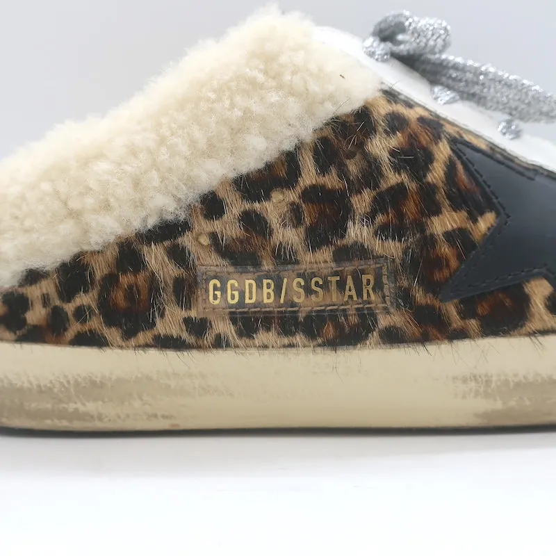 Golden Goose Superstar Sabot Shearling Sneakers Leopard Pony Hair Size 38