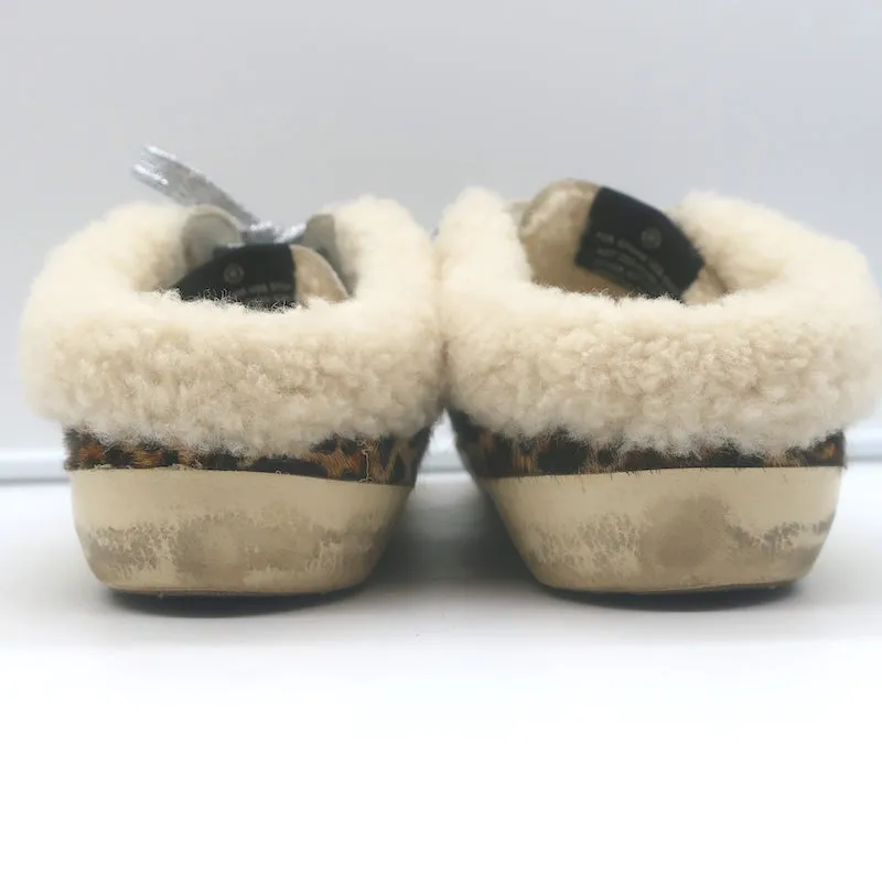 Golden Goose Superstar Sabot Shearling Sneakers Leopard Pony Hair Size 38