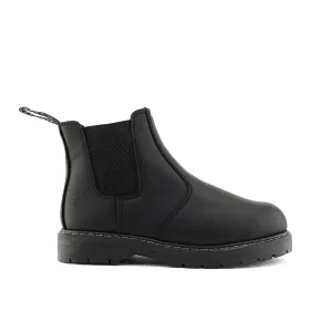 Grinders Unisex Black  Leather Ankle Slip On Boots - Chelsea ACS