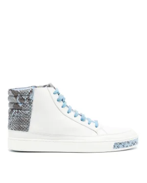 Gucci White & blue leather & python high top sneakers