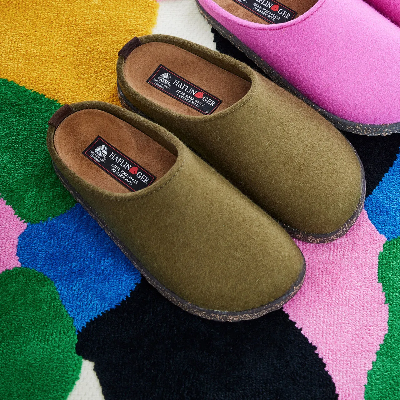 Haflinger Wool Felt Clogs - Manhattan - Olive (Adults 36-42) *Pre-order