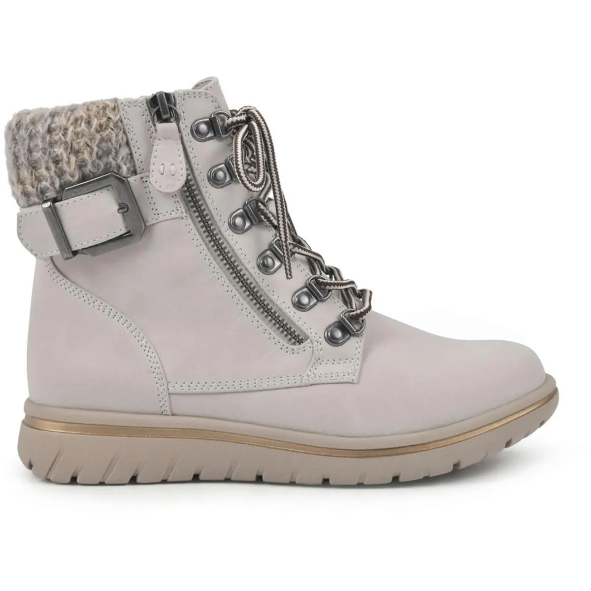 Hearty Womens Lace Up Zipper Ankle Boots