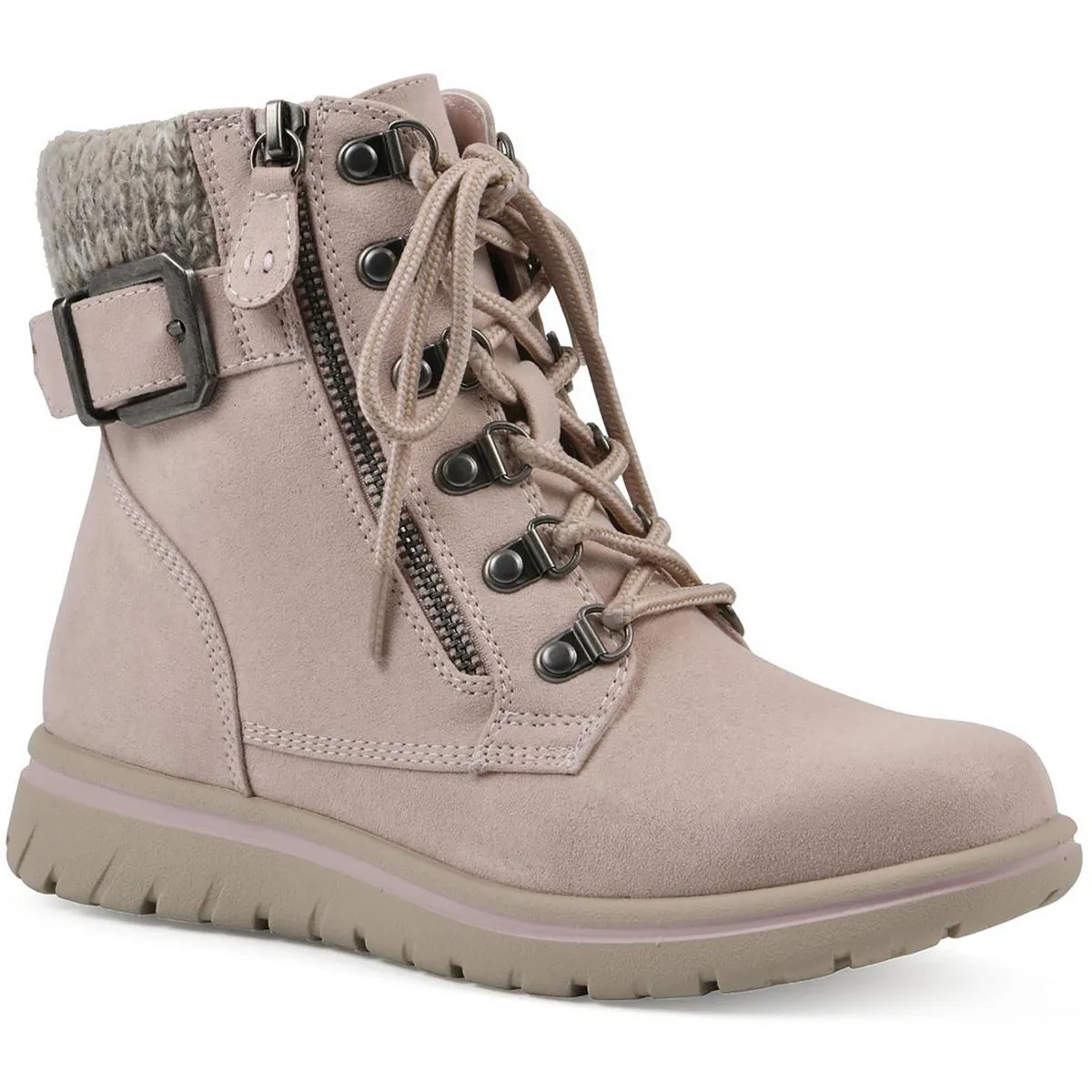 Hearty Womens Lace Up Zipper Ankle Boots