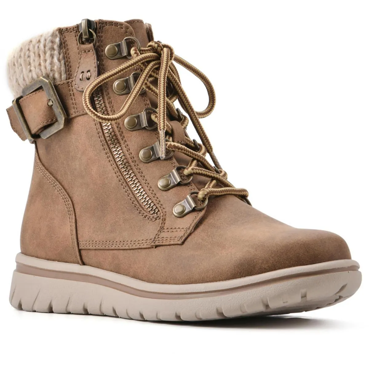 Hearty Womens Lace Up Zipper Ankle Boots