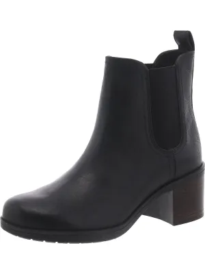 Hollis Sun Womens Leather Block Heel Ankle Boots