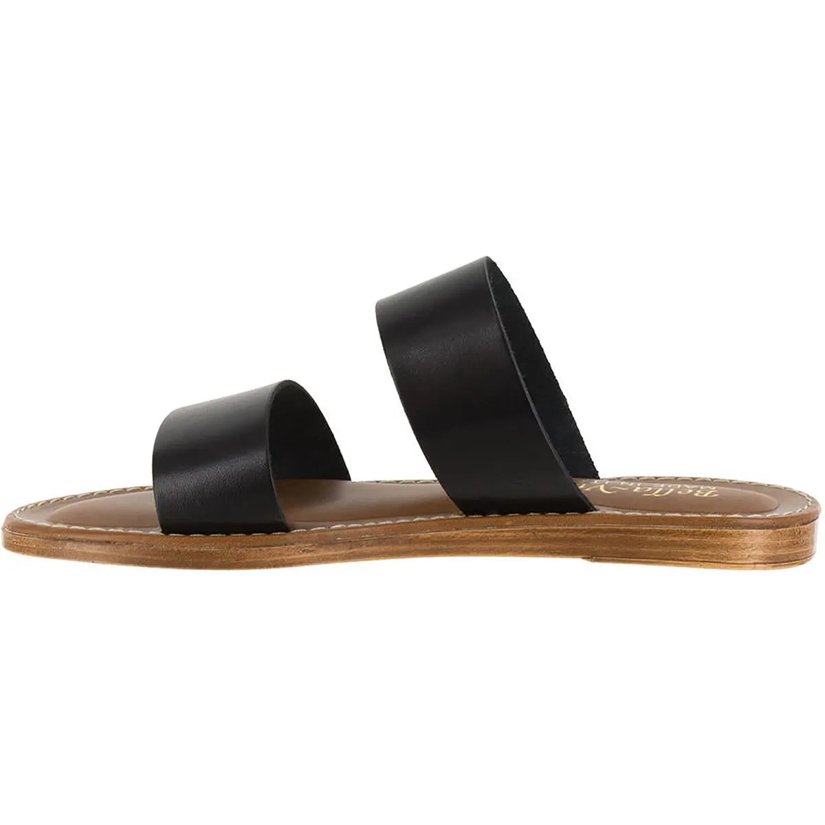 IMO ITALY Womens Leather Slip On Slide Sandals