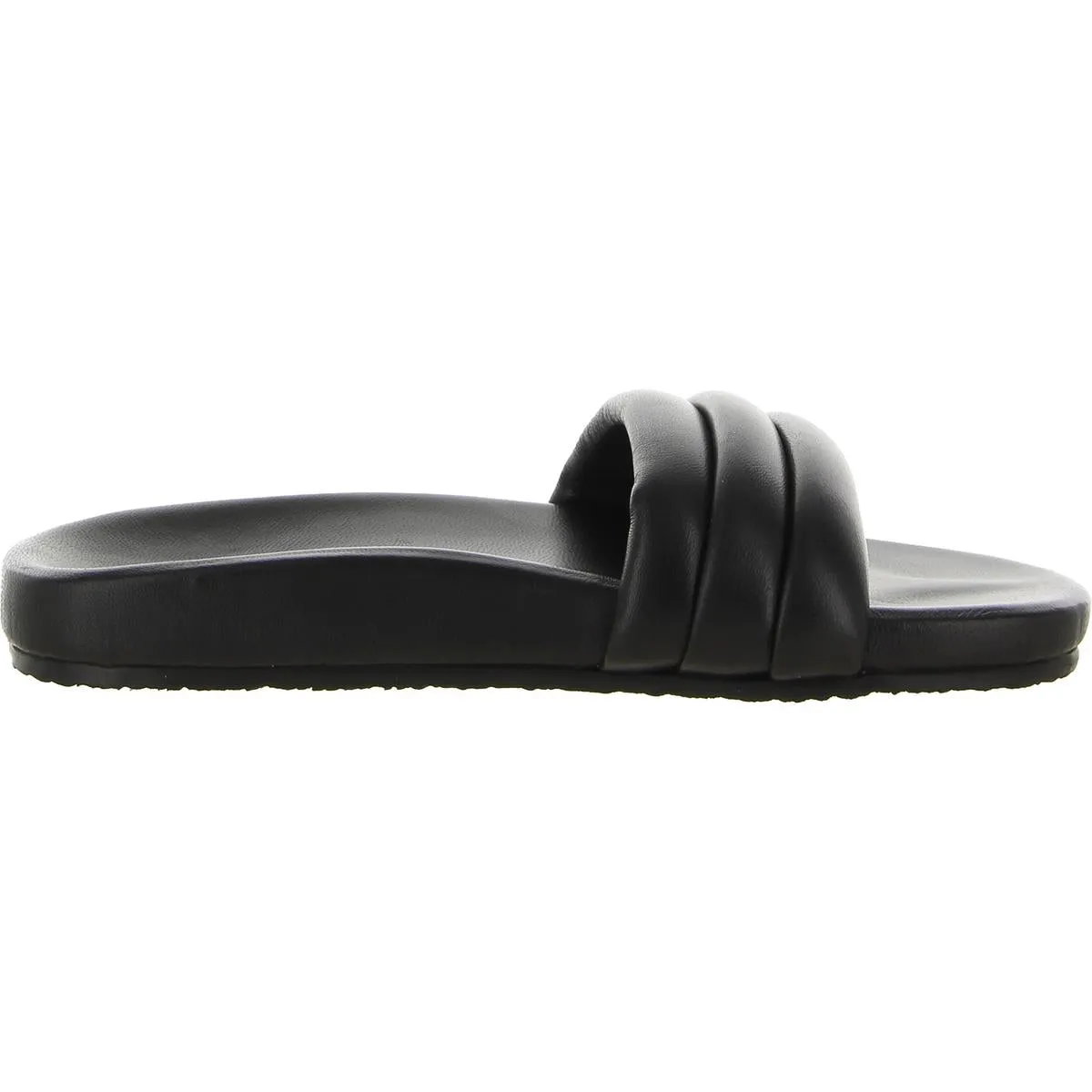 Low Key Womens Leather Ribbed Slide Sandals