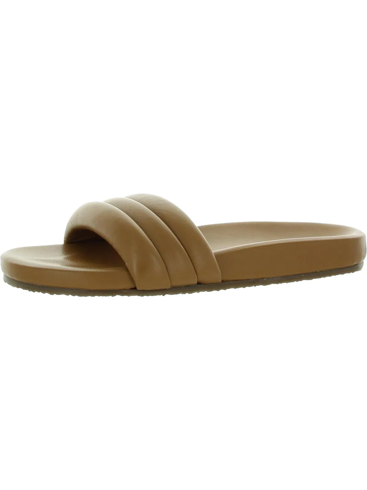 Low Key Womens Leather Ribbed Slide Sandals