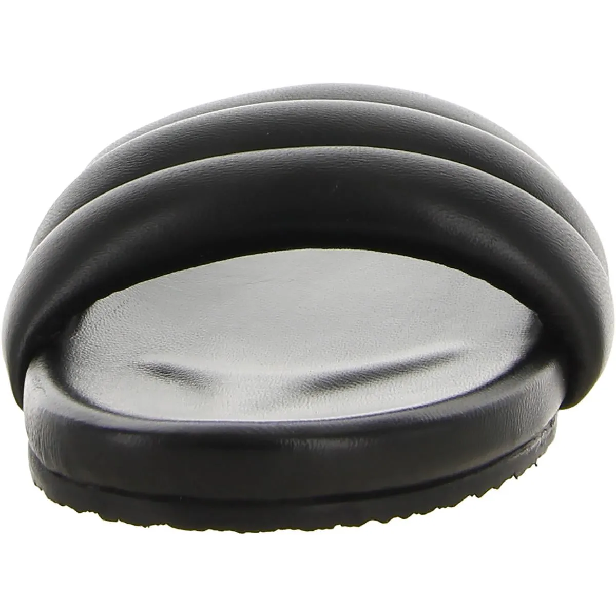 Low Key Womens Leather Ribbed Slide Sandals