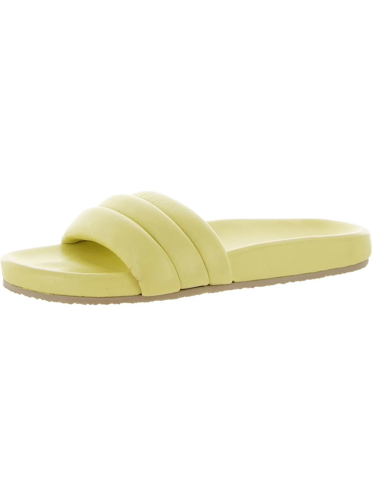 Low Key Womens Leather Ribbed Slide Sandals