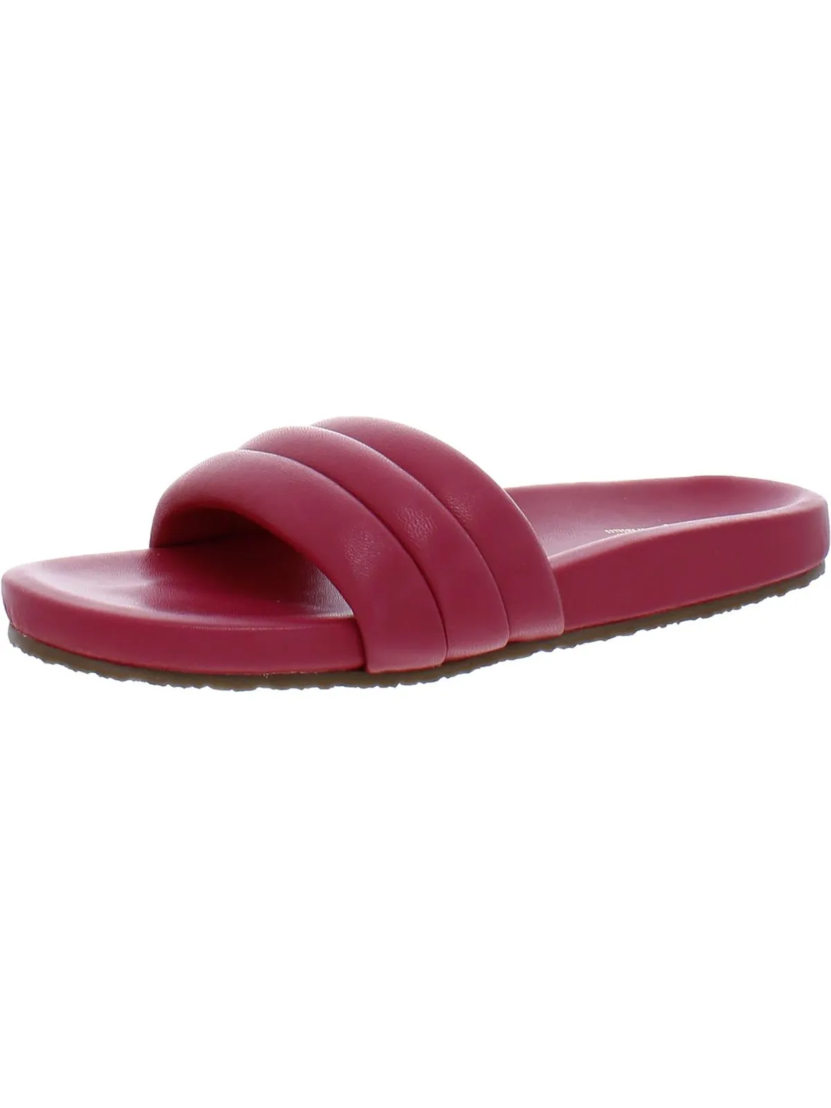 Low Key Womens Leather Ribbed Slide Sandals
