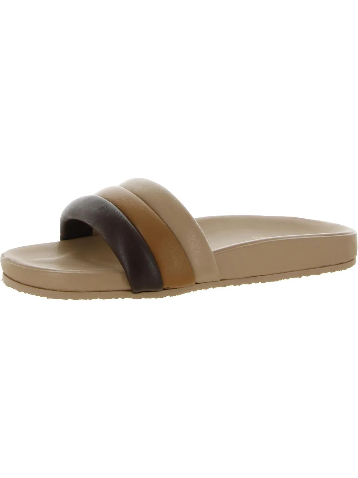 Low Key Womens Leather Ribbed Slide Sandals