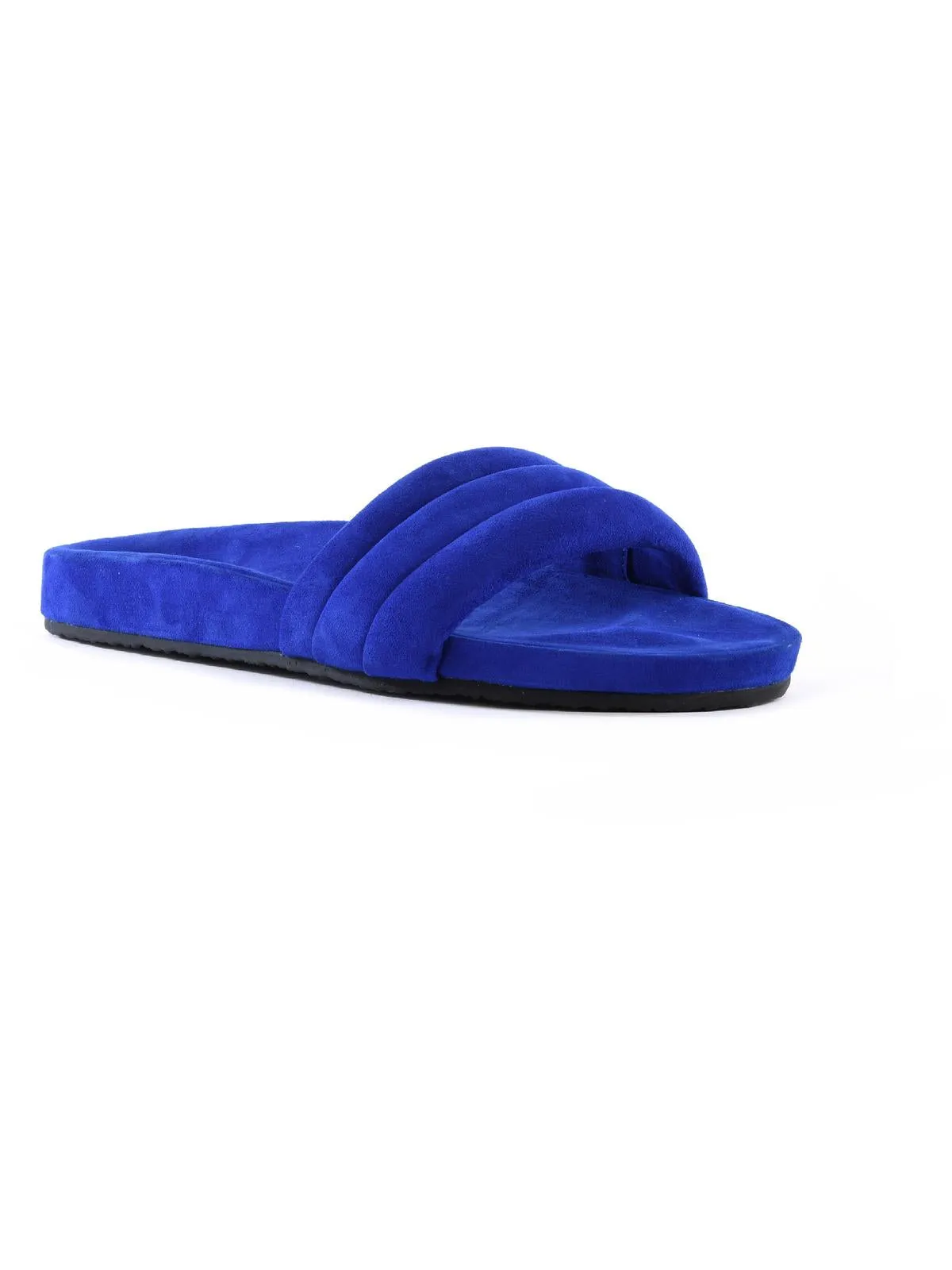 Low Key Womens Leather Ribbed Slide Sandals