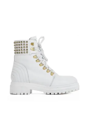 Mary Leather Boot In White