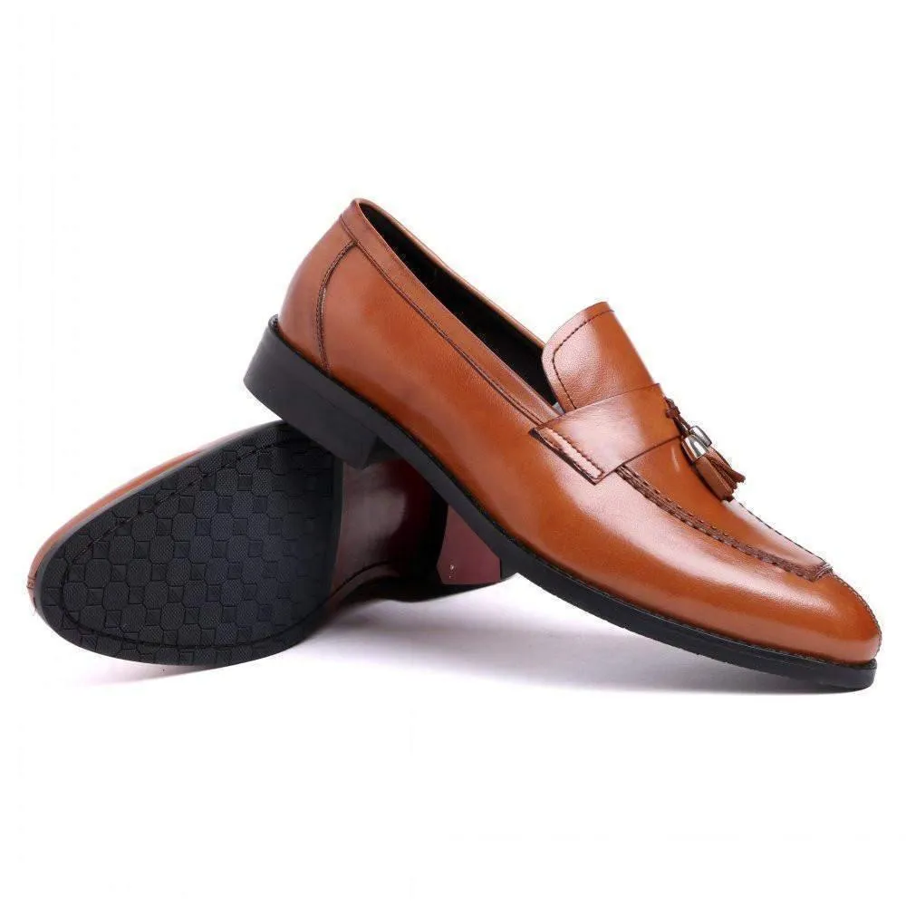 Men Dress Shoes, Genuine Leather Shoes With Tassel, Slip-on Shoes