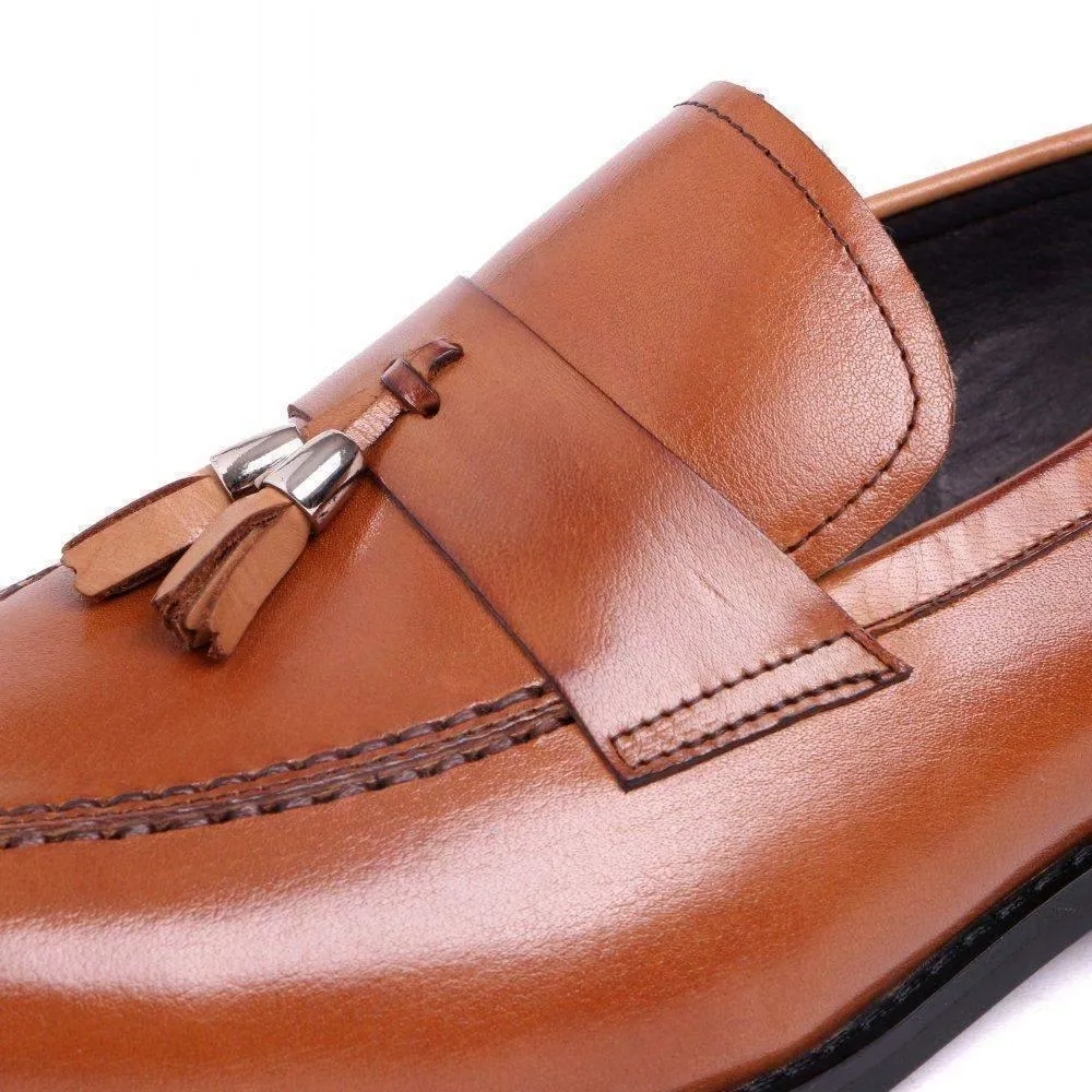 Men Dress Shoes, Genuine Leather Shoes With Tassel, Slip-on Shoes