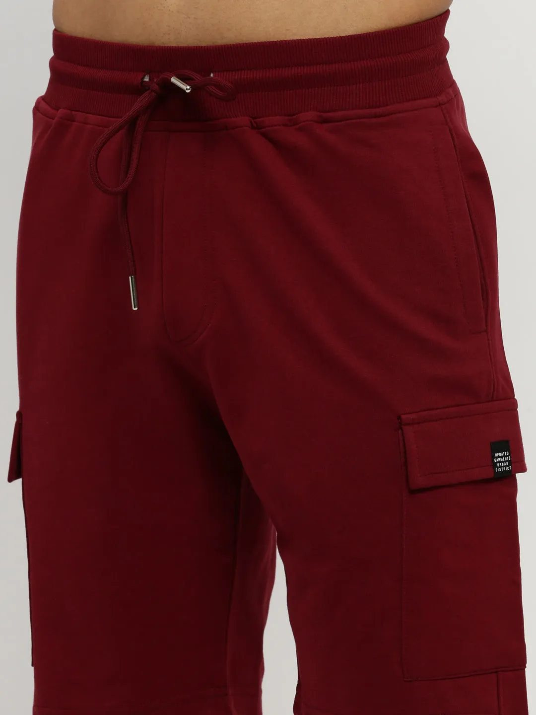 Men Maroon Round Neck T-Shirt & Shorts Co ords Set