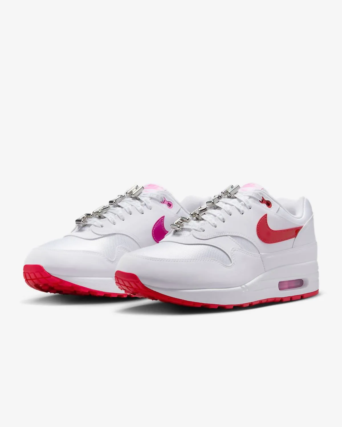 Men's Air Max 1 Premium Valentines Sneakers In White/university Red-Playful Pink