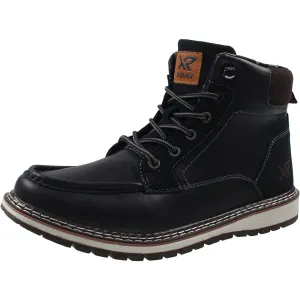 Mens Faux Leather Lace-Up Ankle Boots