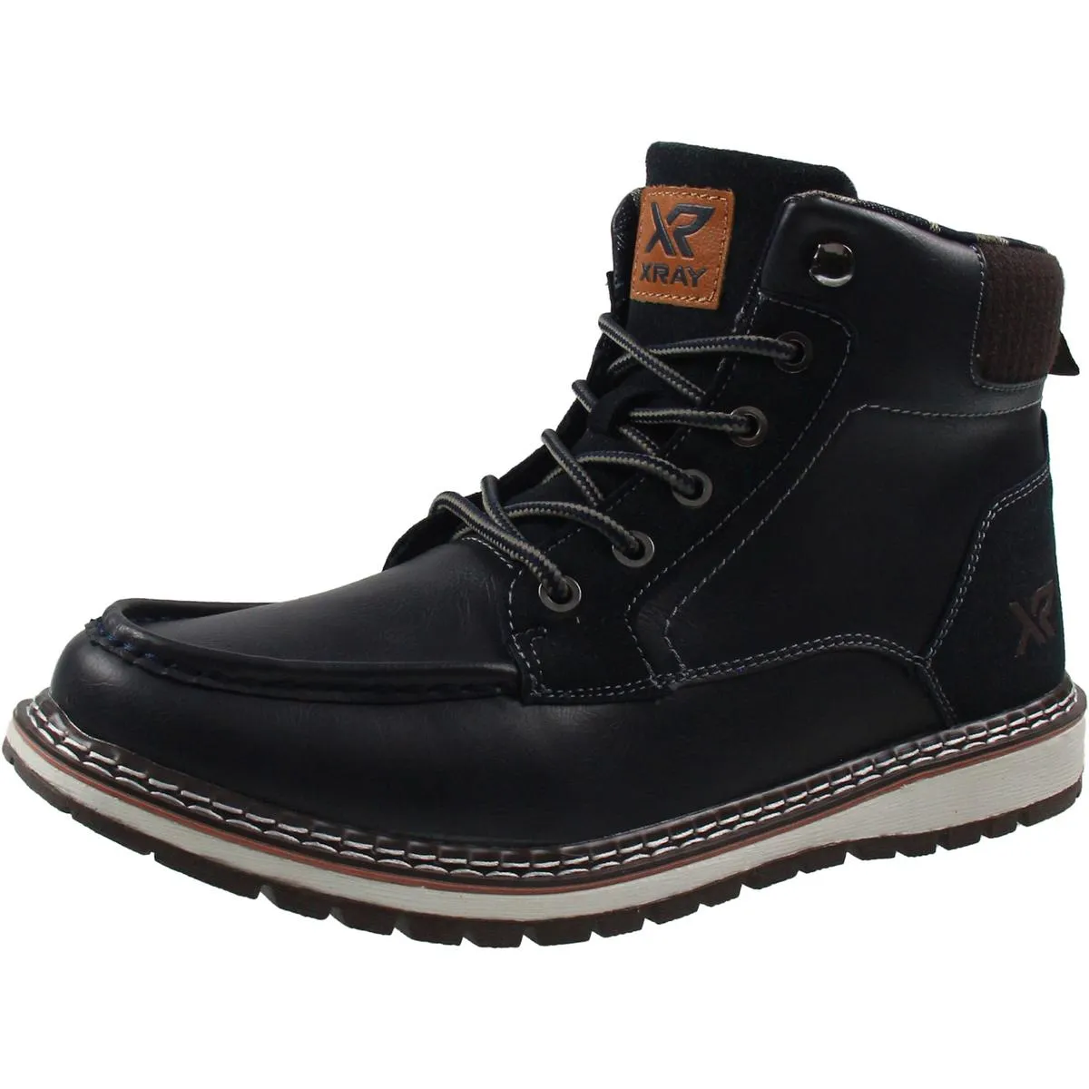 Mens Faux Leather Lace-Up Ankle Boots
