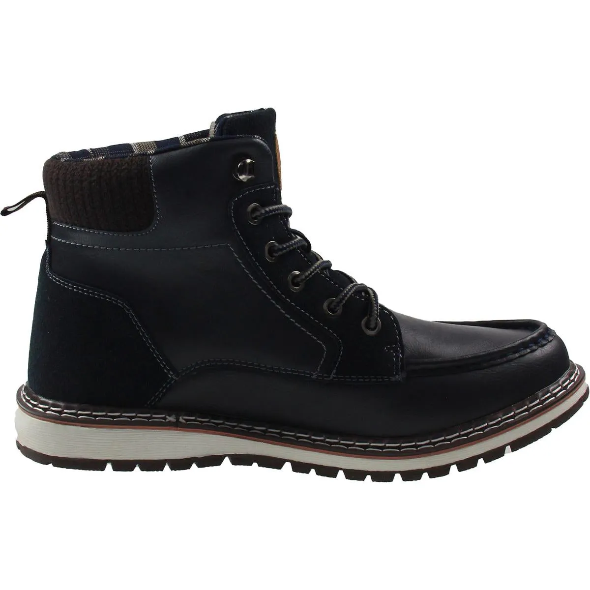 Mens Faux Leather Lace-Up Ankle Boots