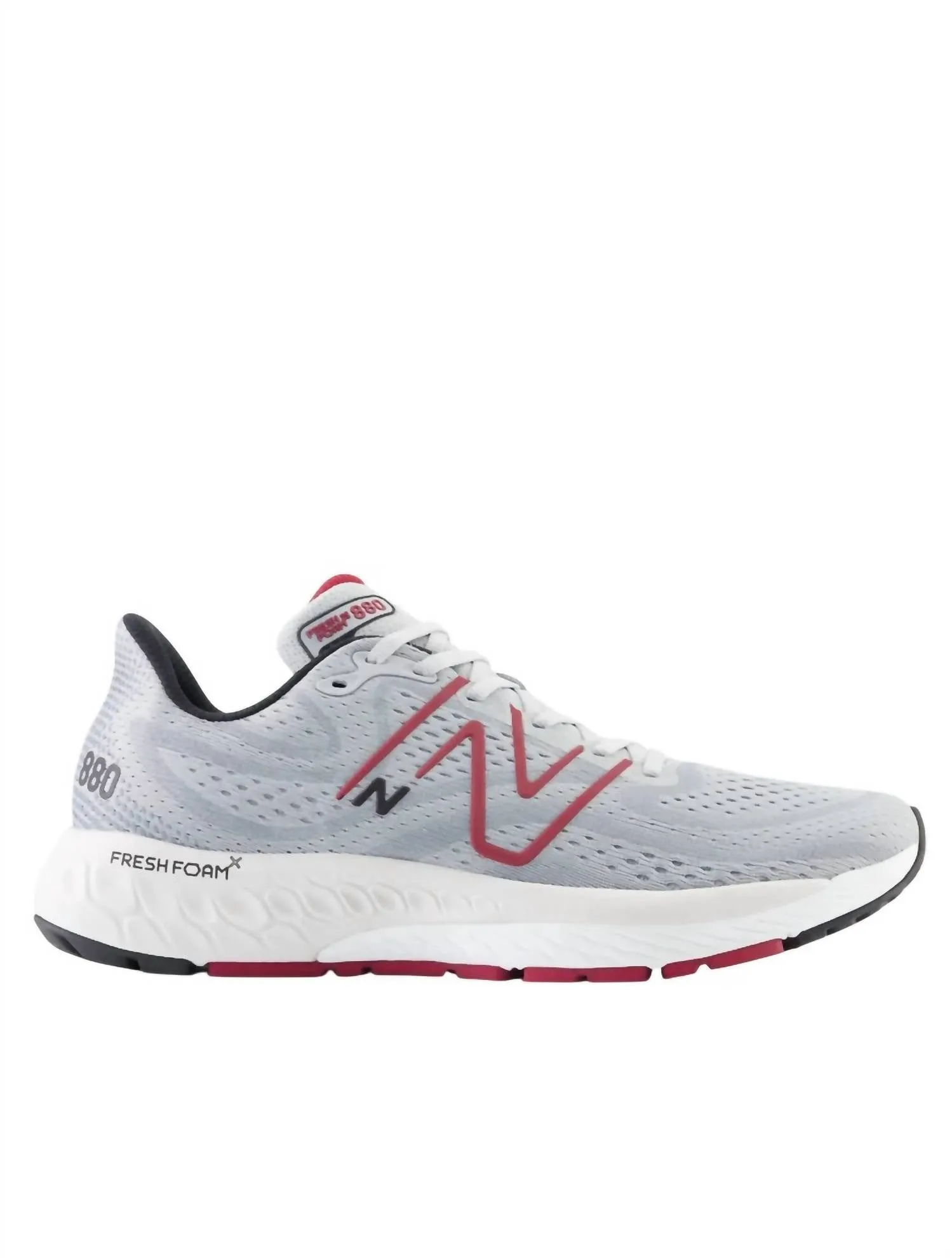 Men's Fresh Foam 880V13 Shoes In Aluminum Grey/crimson