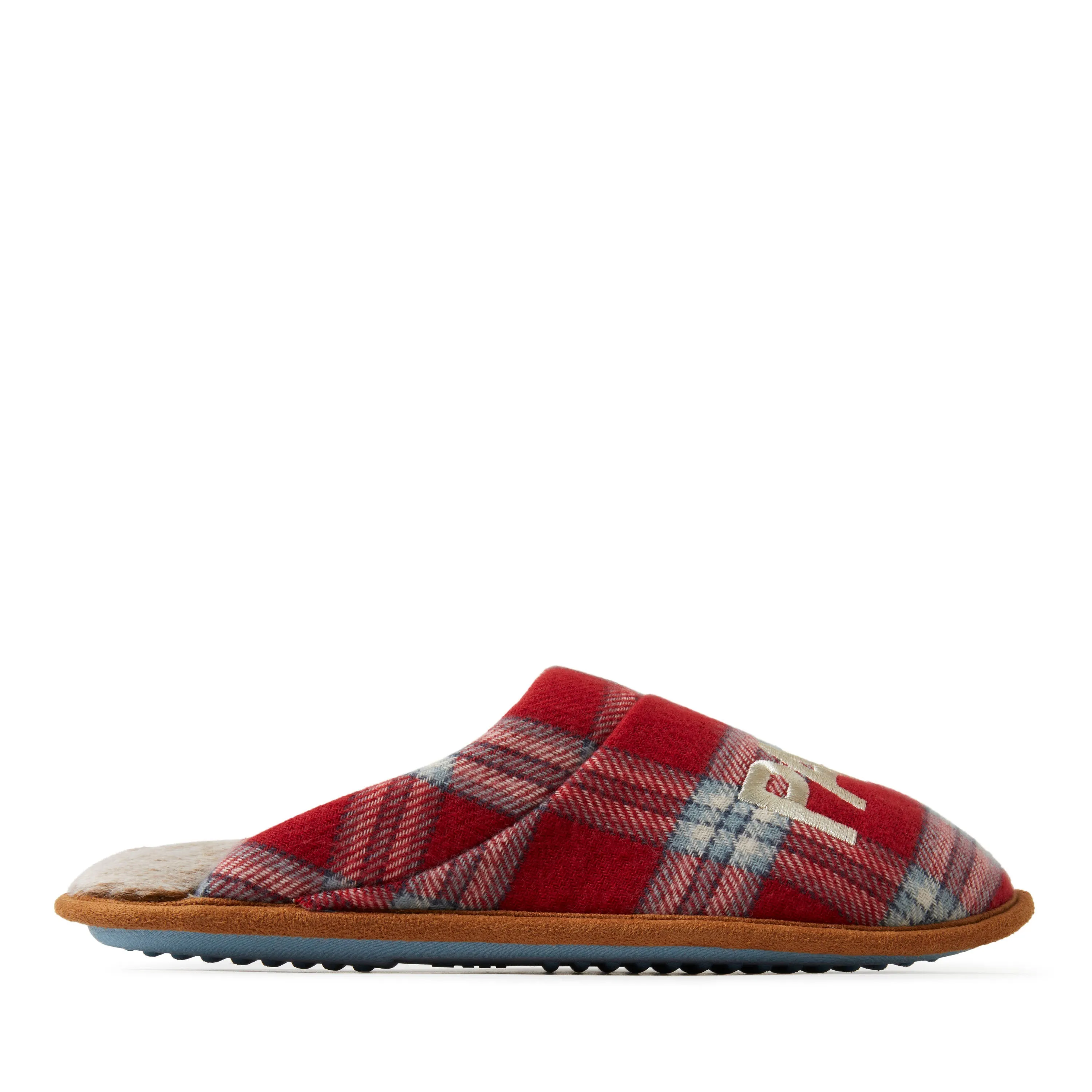 Men's Papa Bear Red Plaid Scuff Slippers