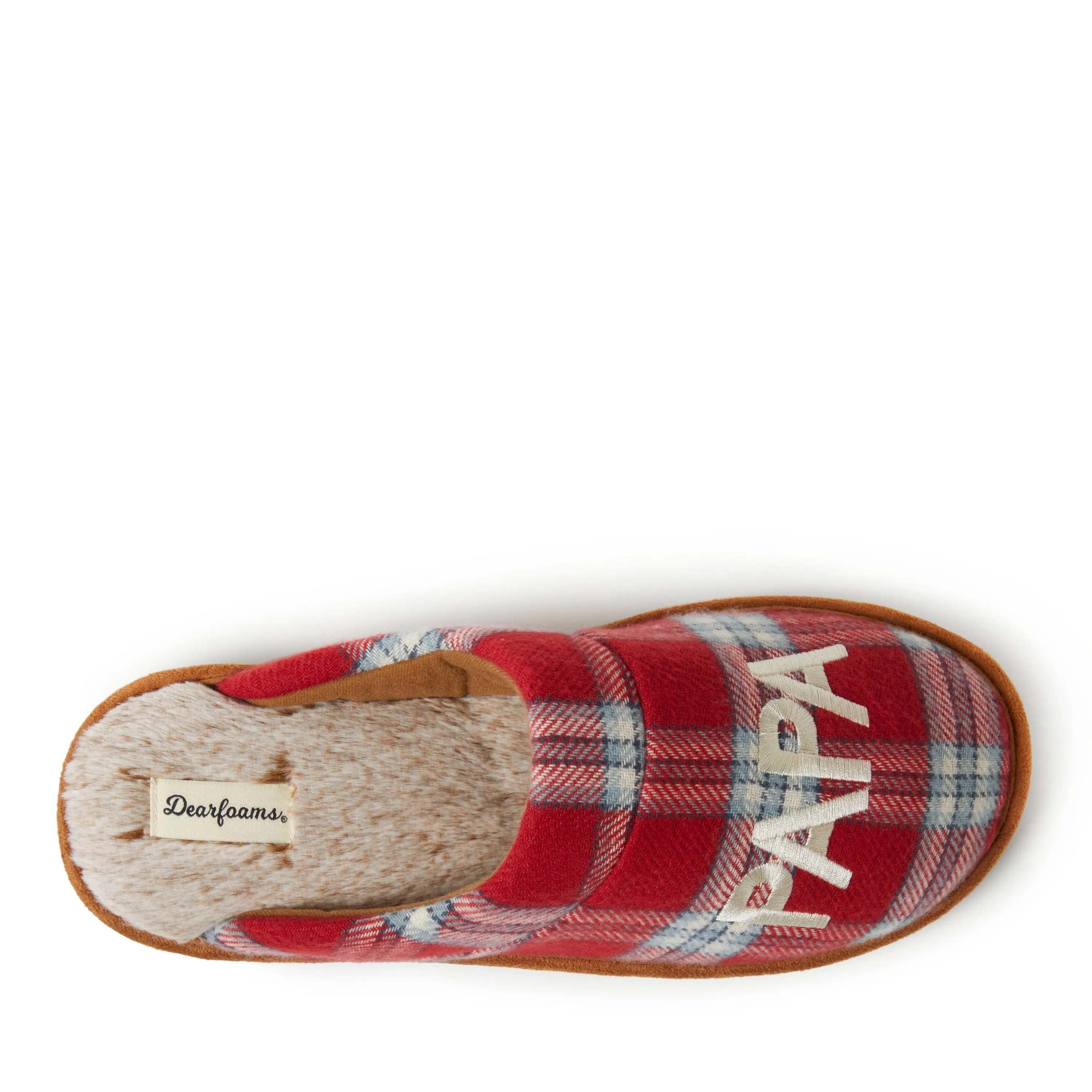 Men's Papa Bear Red Plaid Scuff Slippers