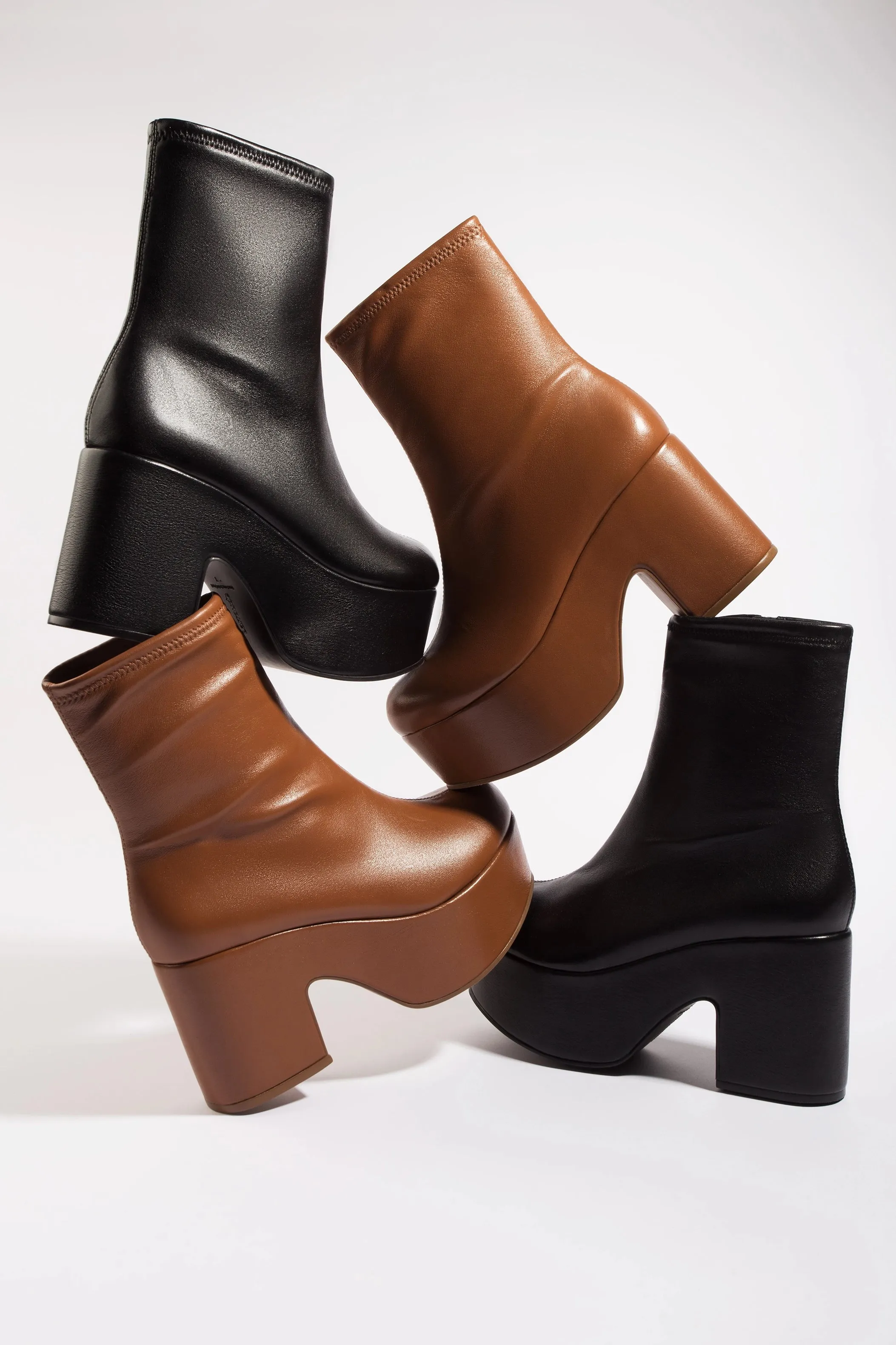 Miso Platform Boot In Black Stretch Leather
