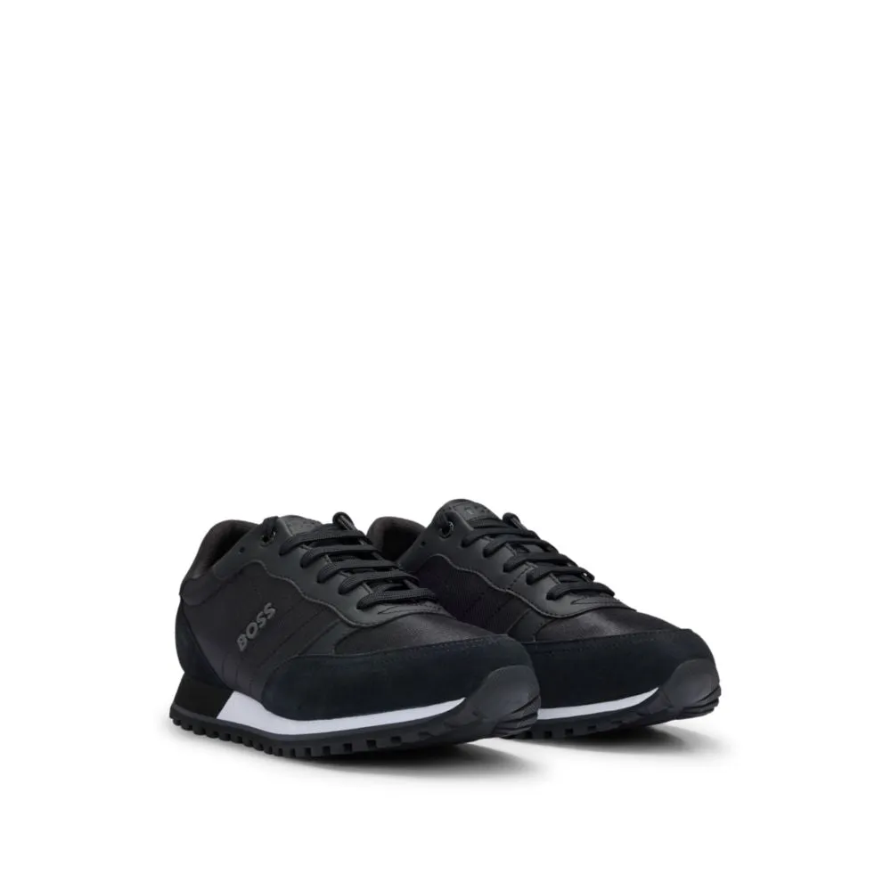 Mixed-material trainers with faux-leather trims