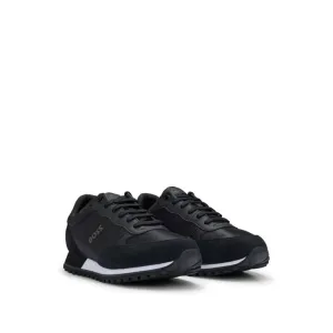 Mixed-material trainers with faux-leather trims