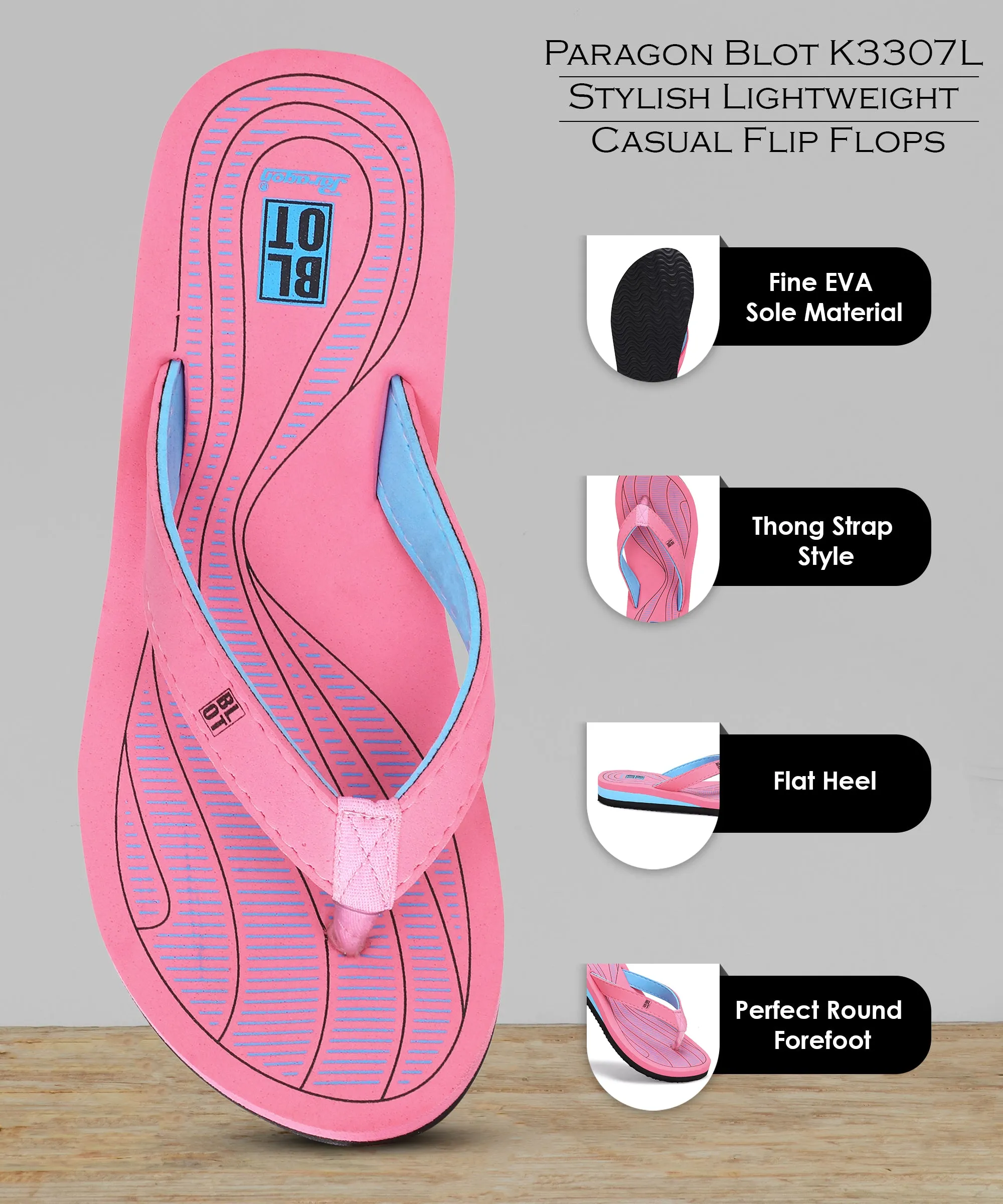 Paragon Blot K3307L Women Slippers | Lightweight Flipflops for Indoor & Outdoor | Casual & Comfortable | For Everyday Use