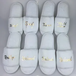 Personalized Title Names Bride Slipper Bridesmaid Maid of Honor Spa Day