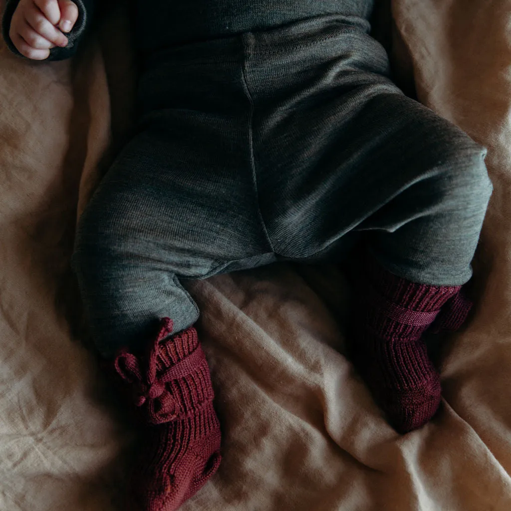 Plant Dyed Newborn Wool Baby Socks with Ties (0-3m)