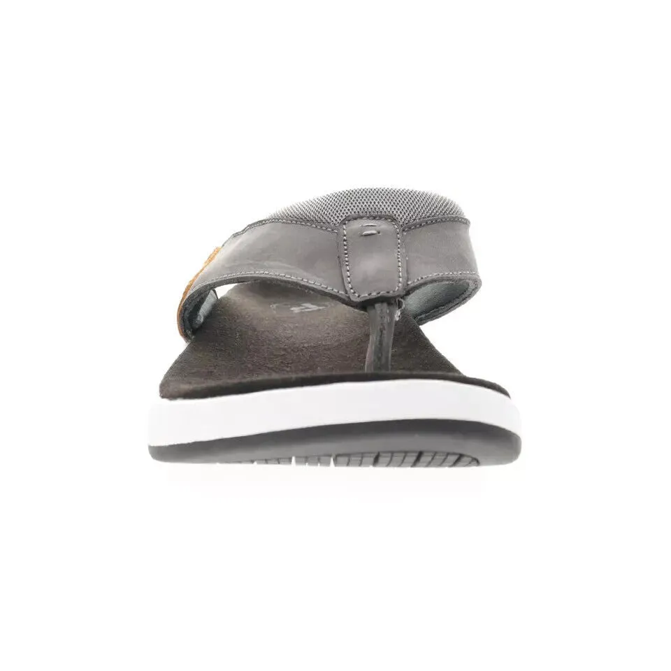 Propet Easton MSV011P Flip-Flop Men's US 8 Gray Leather Slip On Sandals ZPO771 (Gray,8)