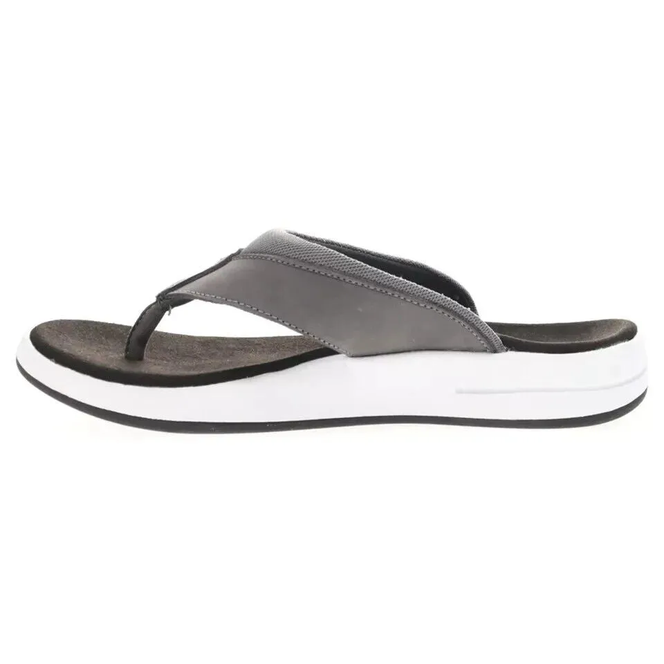 Propet Easton MSV011P Flip-Flop Men's US 8 Gray Leather Slip On Sandals ZPO771 (Gray,8)